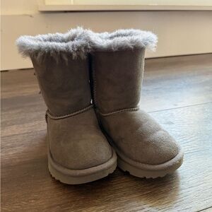 UGG Kids Gray Boots with Fur Trim Excellent Condition